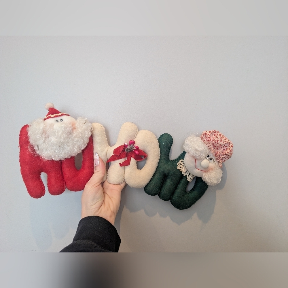 Holiday Plush Hohoho Wall Hanging - Red, Cream, Green